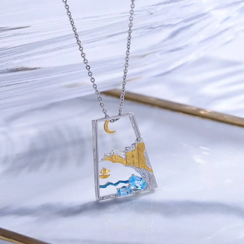 Natural Swiss Blue Topaz Genuine Necklace