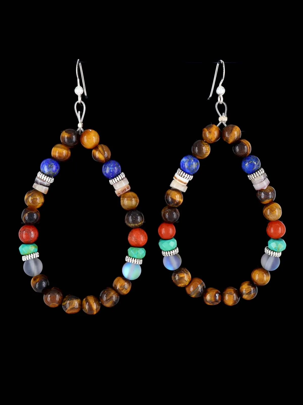 Navajo Tiger Eye Beaded Dangle Earrings