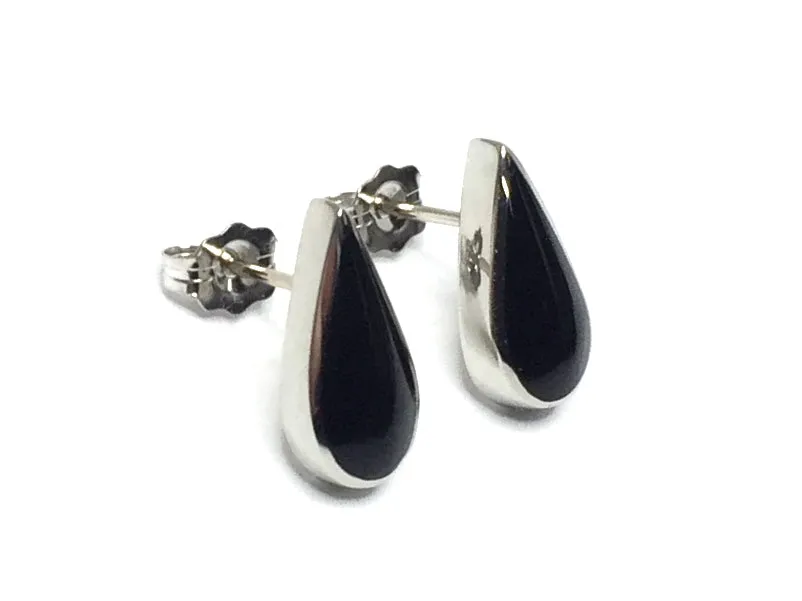 Onyx Tear Drop Inlaid Earrings