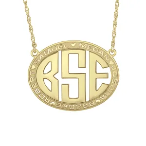 Original Border Oval Monogram Mothers Necklace