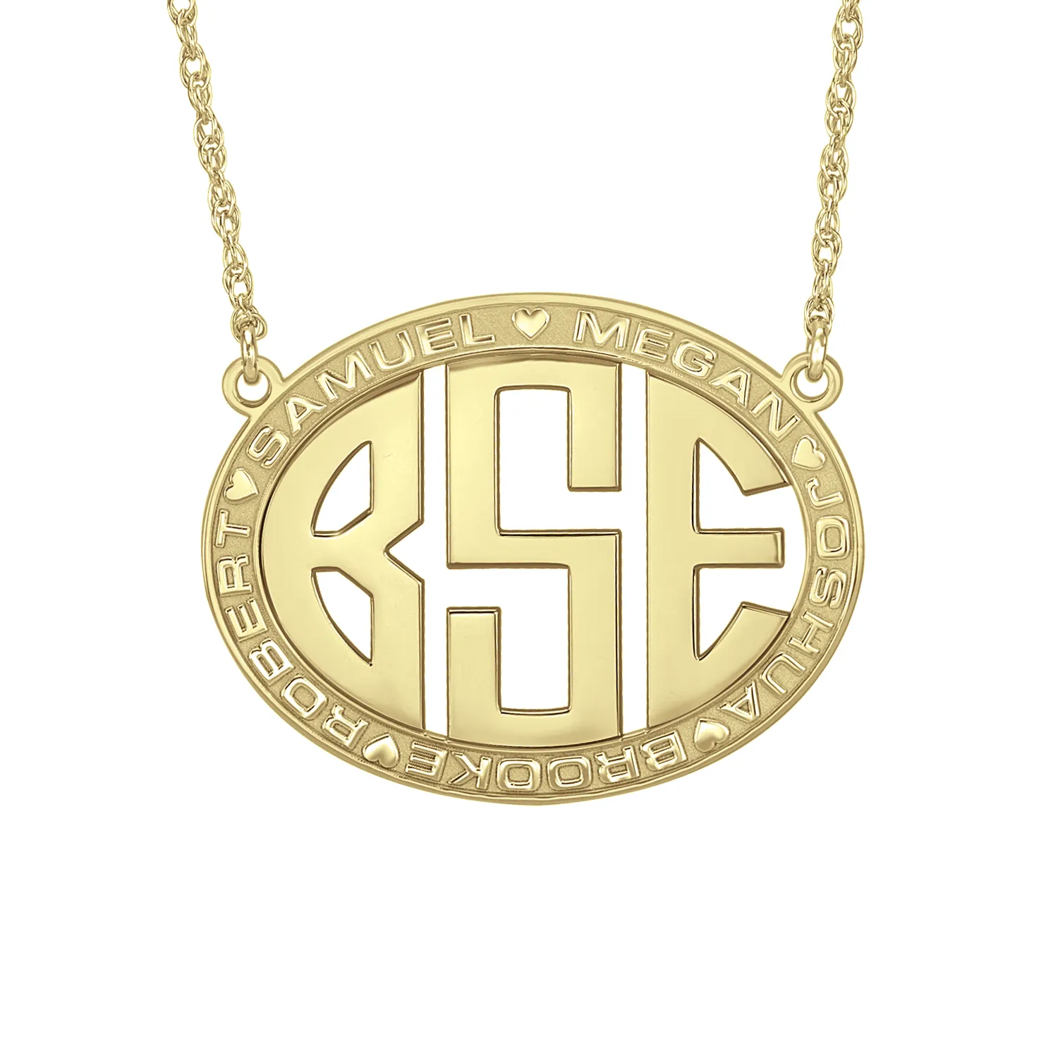 Original Border Oval Monogram Mothers Necklace