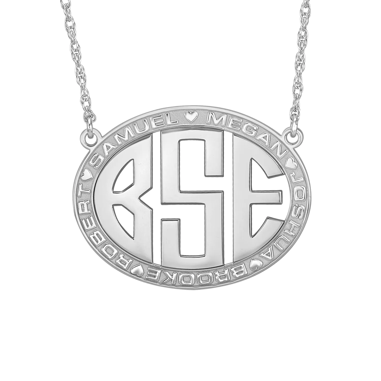 Original Border Oval Monogram Mothers Necklace