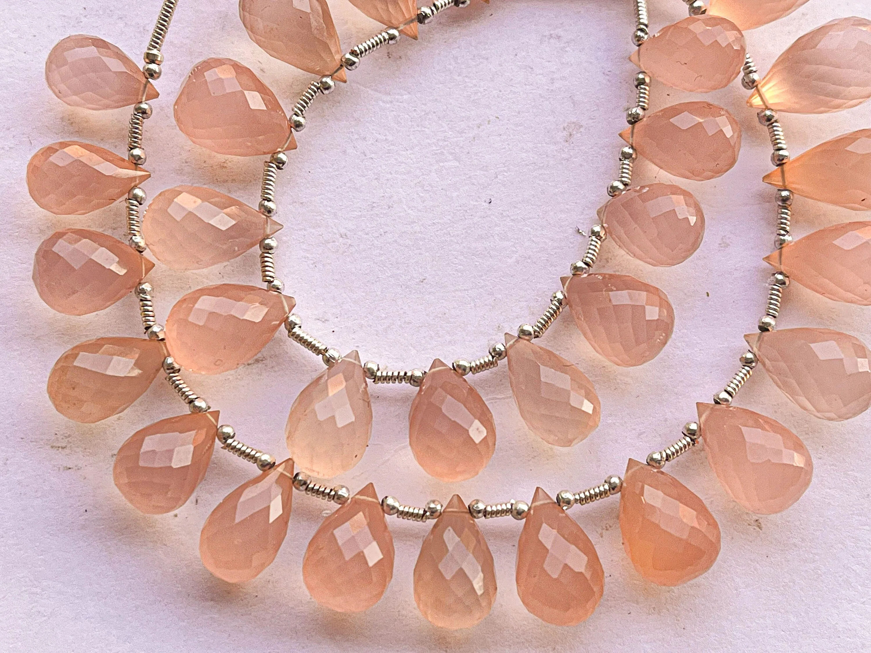 Peach Onyx Faceted Drops, Peach Onyx Teardrops