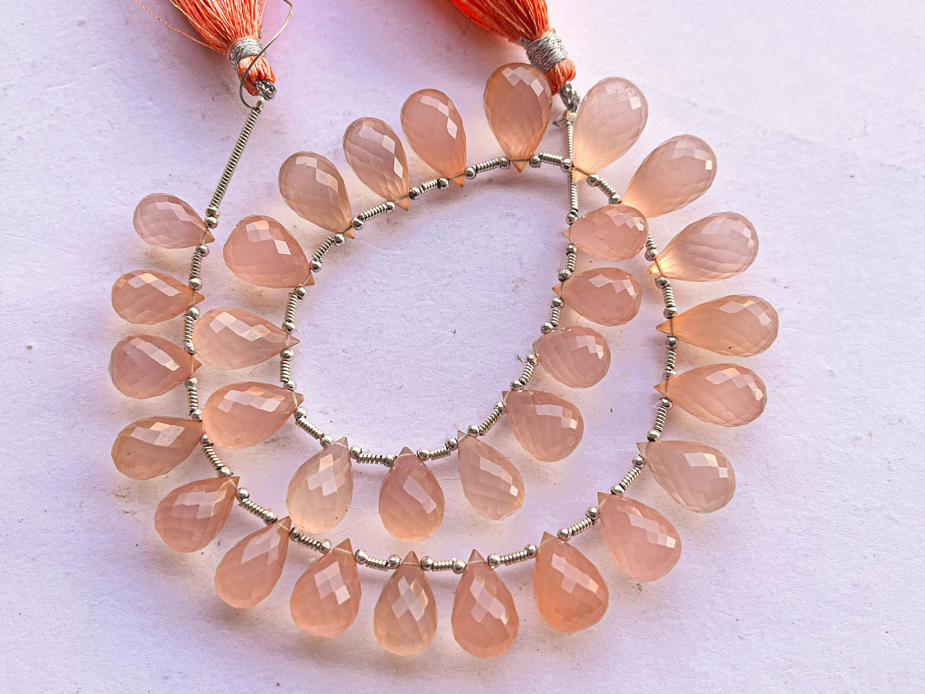 Peach Onyx Faceted Drops, Peach Onyx Teardrops