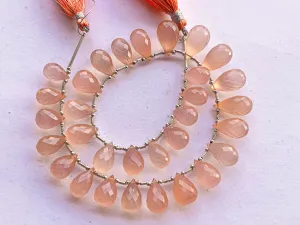 Peach Onyx Faceted Drops, Peach Onyx Teardrops