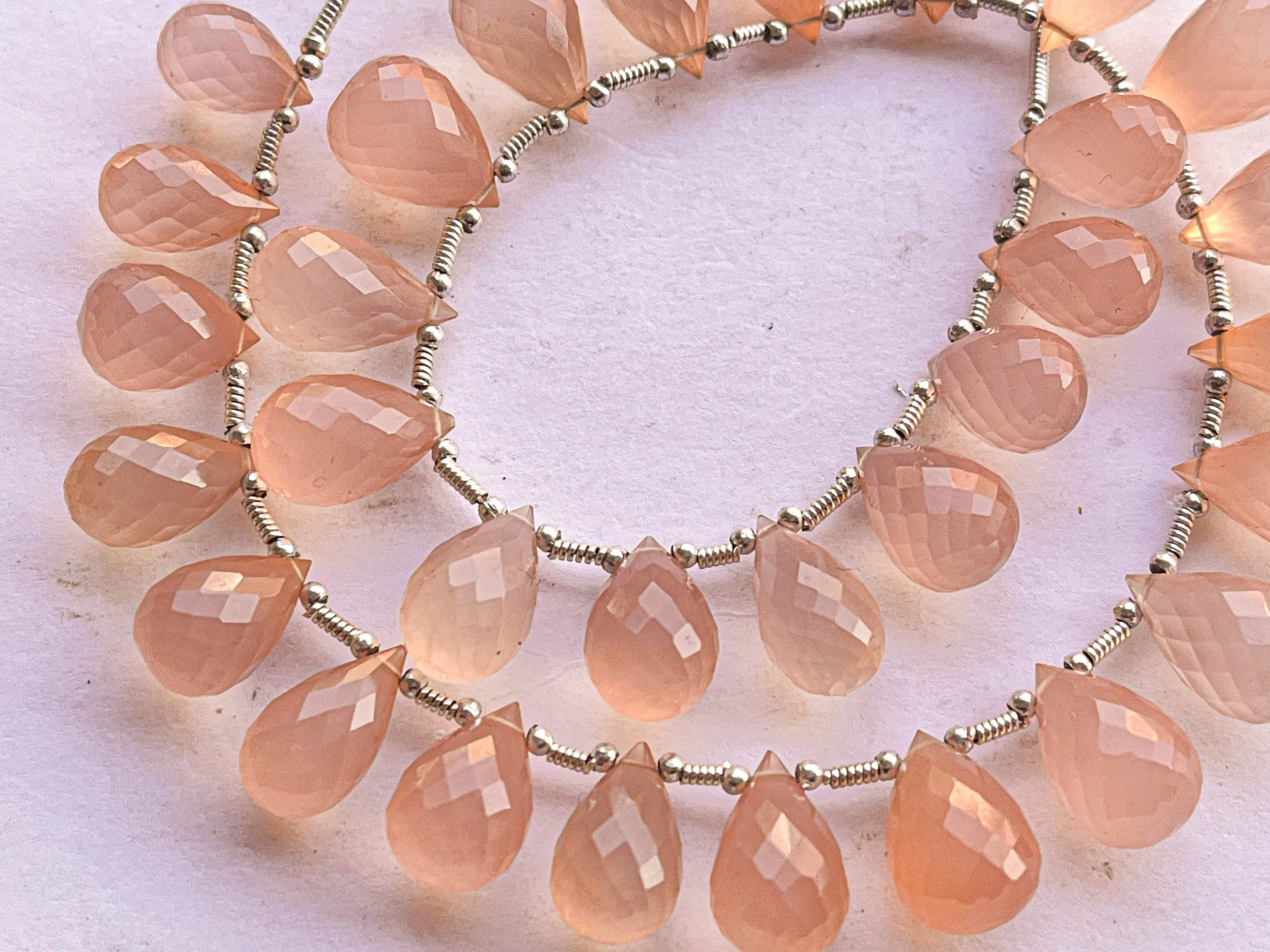 Peach Onyx Faceted Drops, Peach Onyx Teardrops