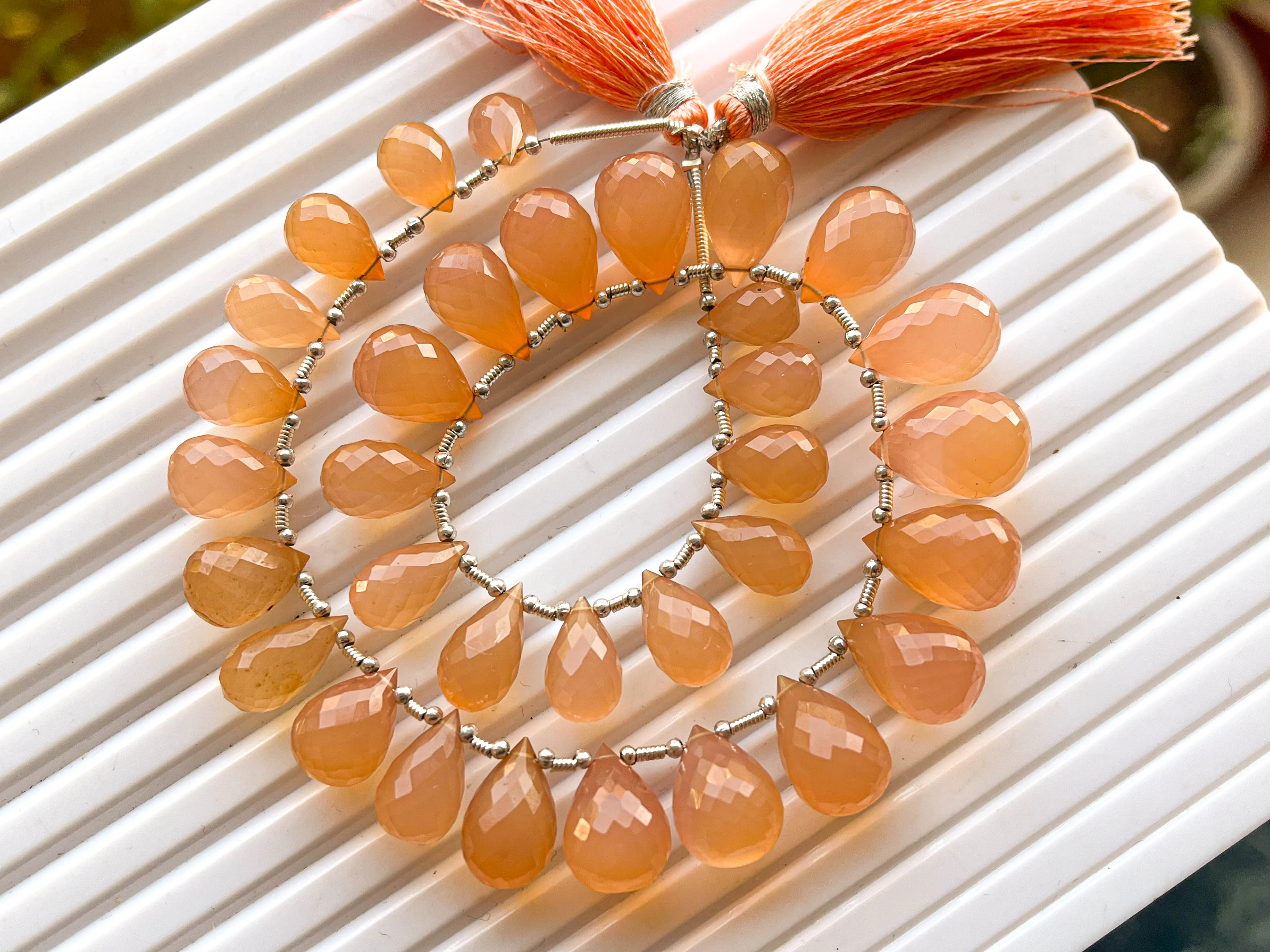Peach Onyx Faceted Drops