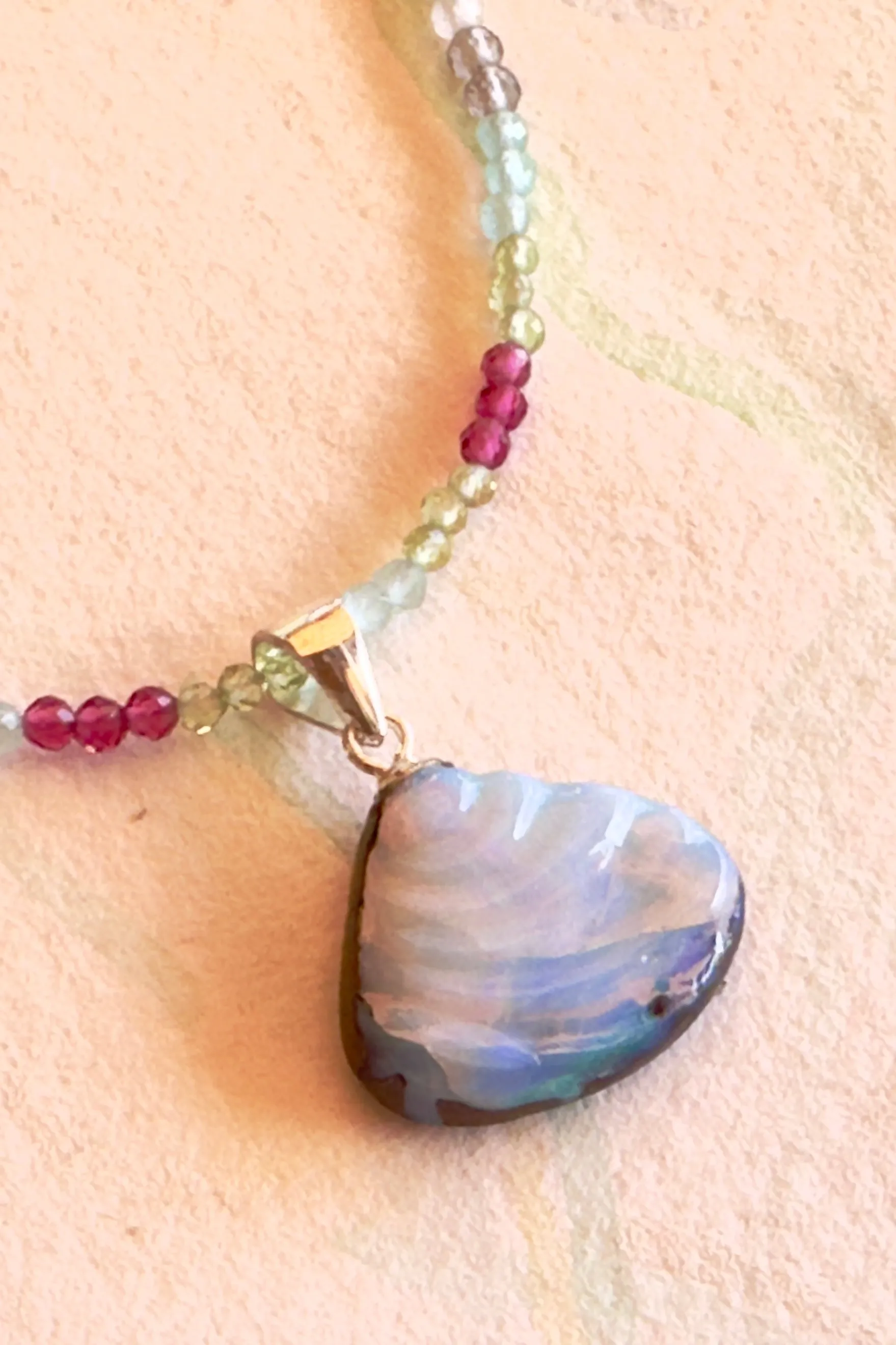 Pendant Australian Opal Petal Shell