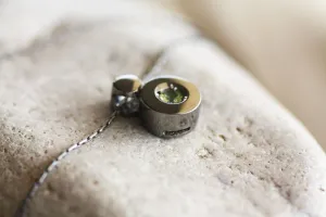Peridot pendant for women in sterling silver black rhodium