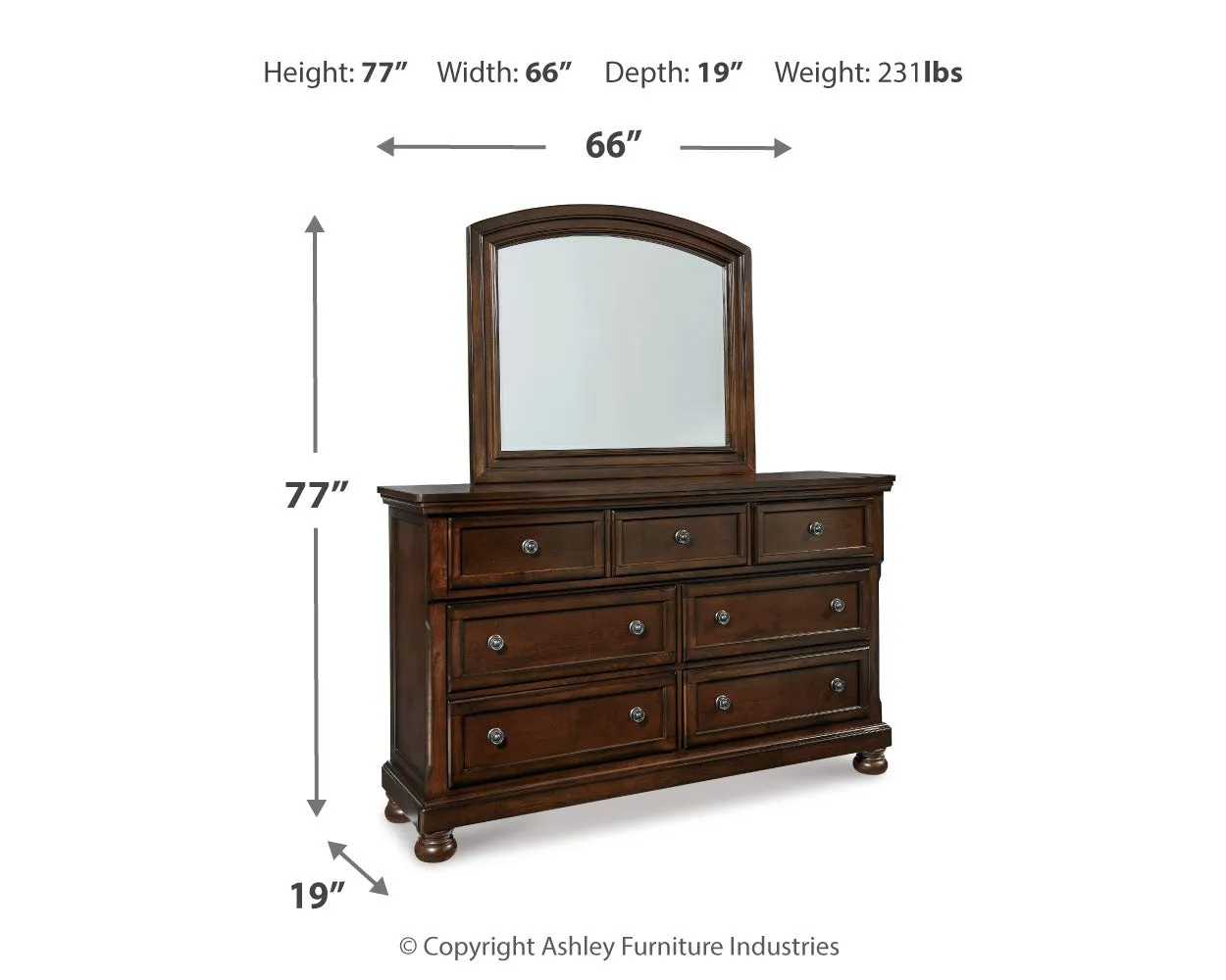 Porter Queen Panel Bed with Mirrored Dresser, Chest and Nightstand
