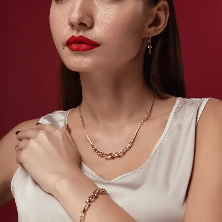 Real Gold GZTF Solid Thick Links Hardware With Round Wheat Solid Chain Bracelet 19 C.M 4865 BR1589