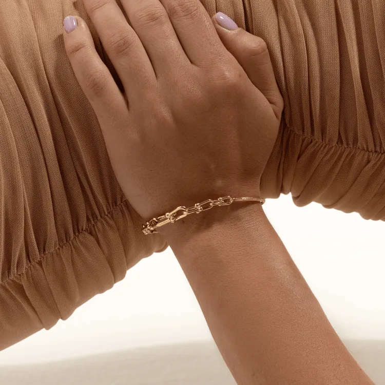 Real Gold GZTF Solid Thick Links Hardware With Round Wheat Solid Chain Bracelet 19 C.M 4865 BR1589