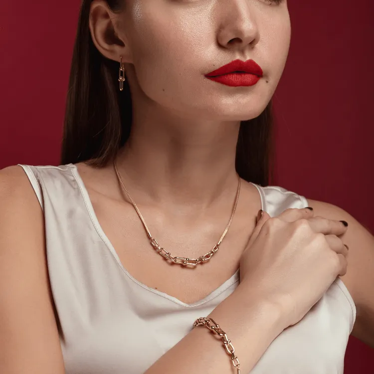 Real Gold GZTF Solid Thick Links Hardware With Round Wheat Solid Chain Bracelet 19 C.M 4865 BR1589