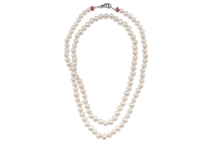 Ribbon Clasp Pearl Necklace