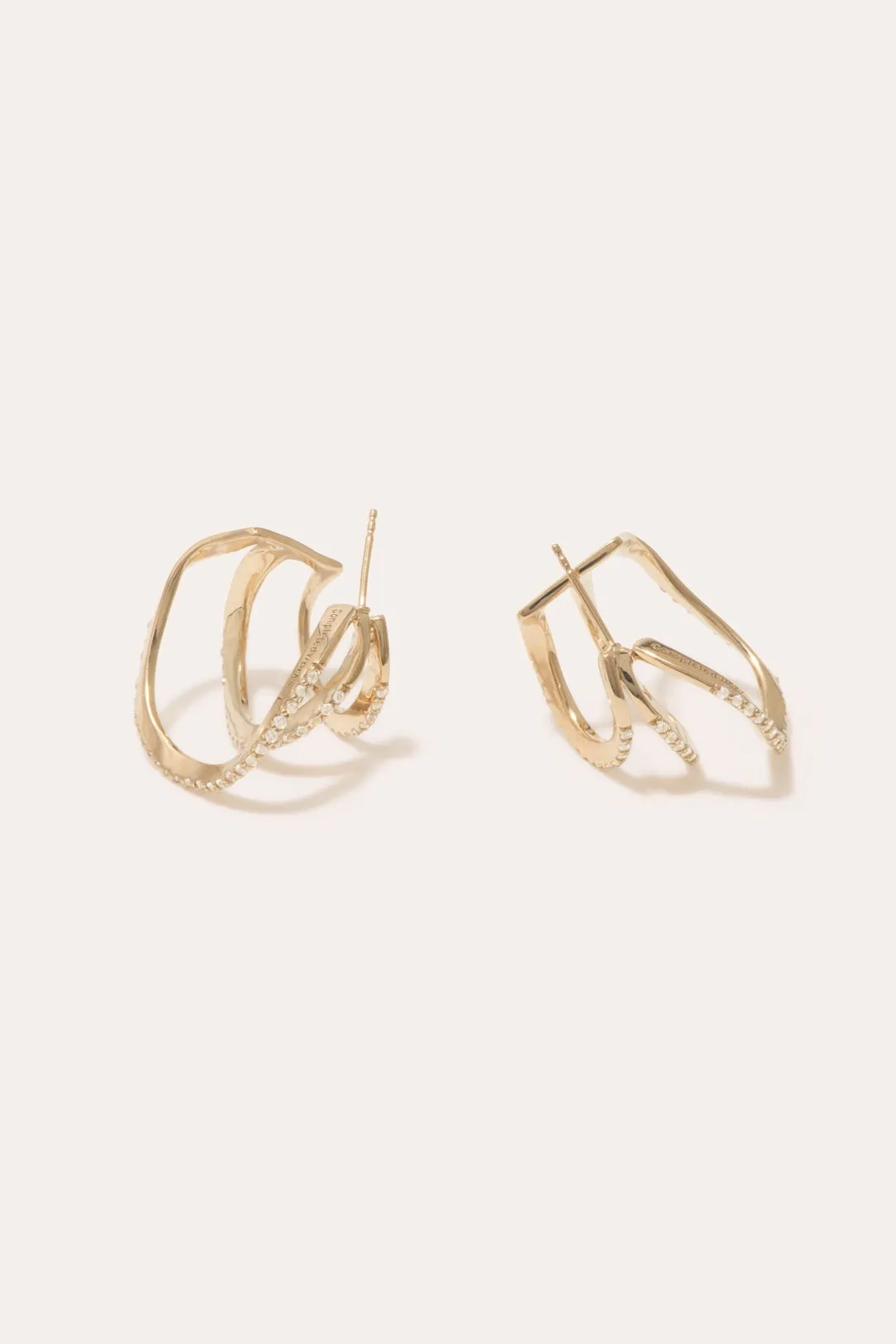 Riot. Strike. Riot. - White Topaz and Gold Vermeil Earrings