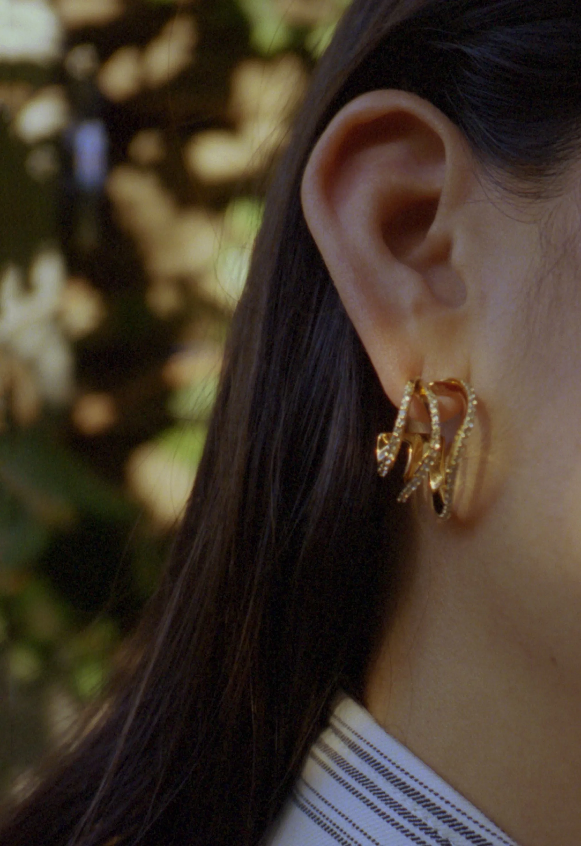 Riot. Strike. Riot. - White Topaz and Gold Vermeil Earrings