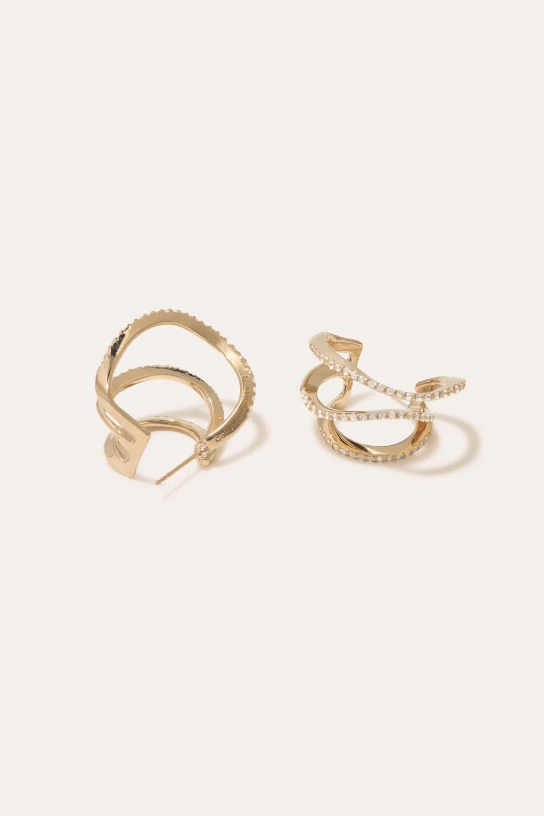 Riot. Strike. Riot. - White Topaz and Gold Vermeil Earrings