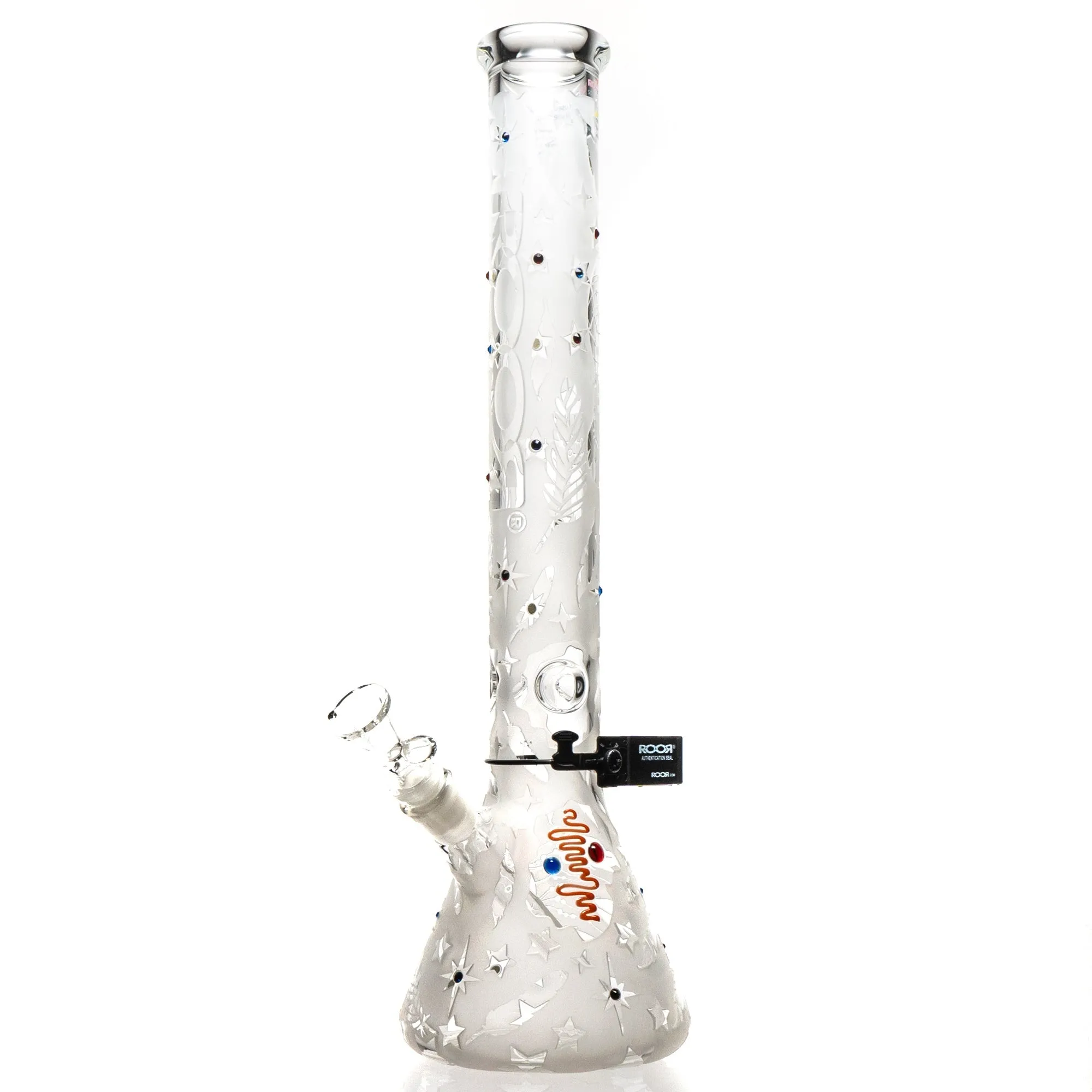 ROOR.US - 18" Custom Sandblasted Beaker - 50x5 - Swarovski - Feathers