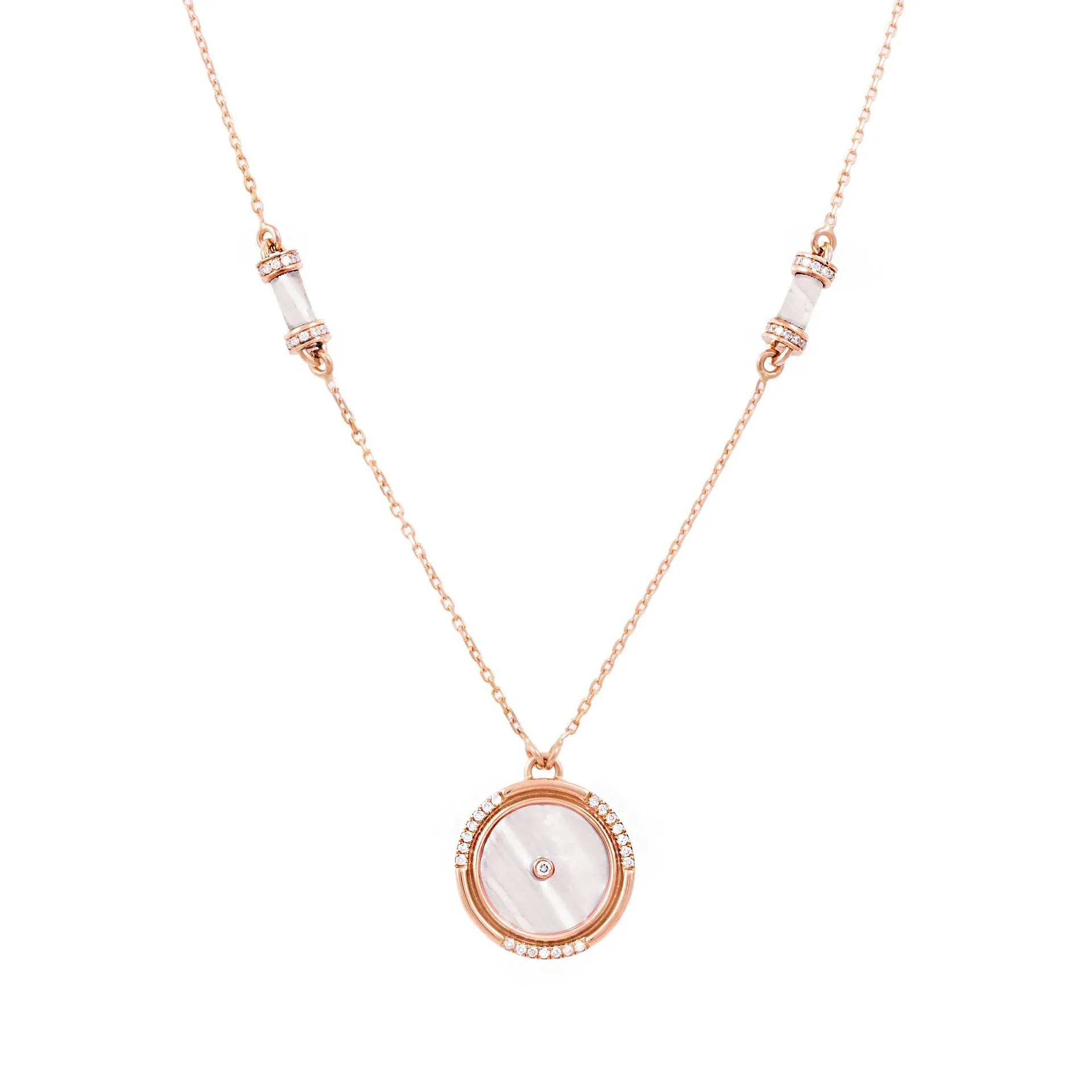 Round MOP Amulet Necklace, Small