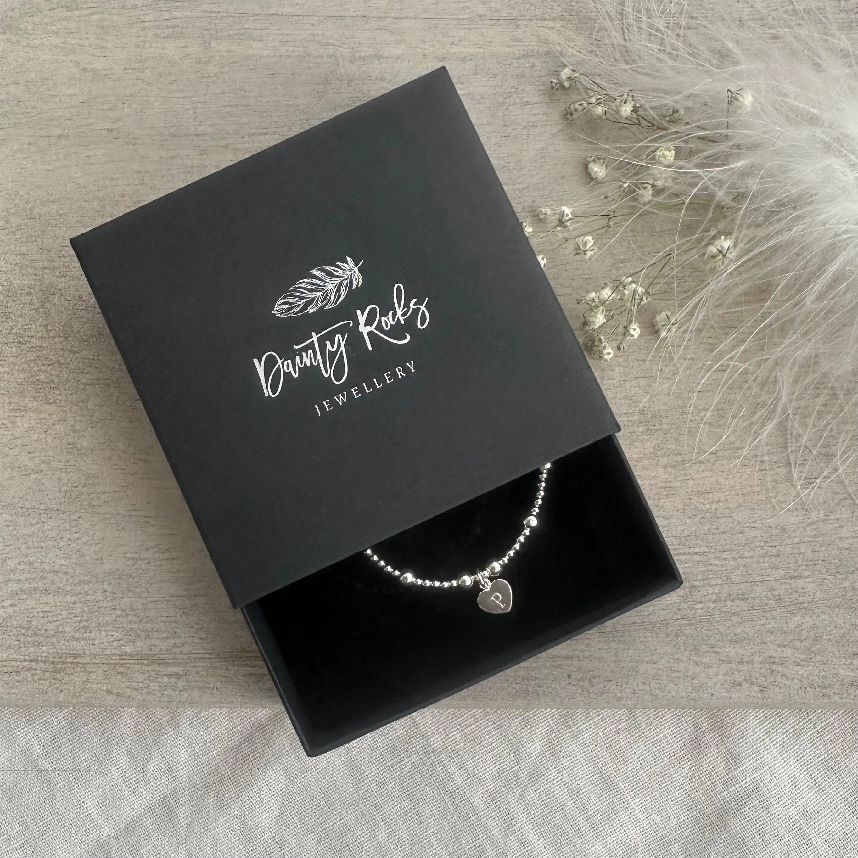 Silver Necklace Personalised with Initial and Birthstone in Sterling Silver