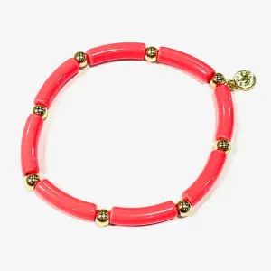 Skinny Tube Gold Ball Bracelet Coral