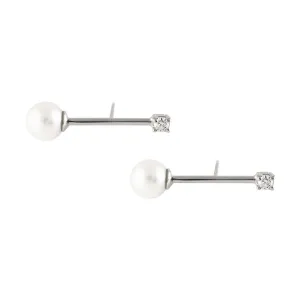 STAPLE WITH TOPAZ AND PEARL ENDS SILVER STUDS