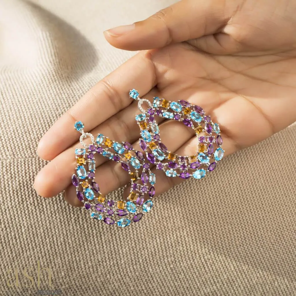 Starry Sea Teardrop Semi-Precious Earrings