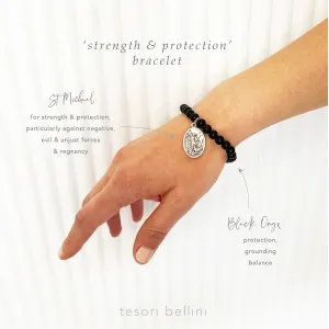 'Strength & Protection' Gemstone Saint Bracelet - Black Onyx / St Michael