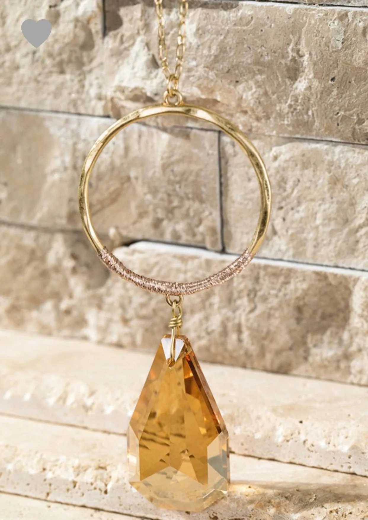Tear Drop Shimmering Pendant Necklace in