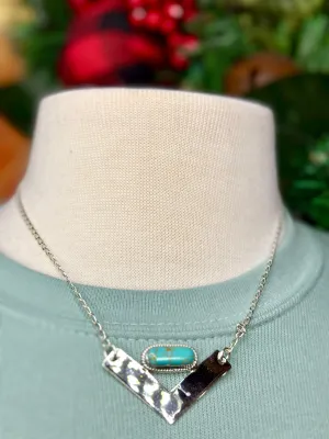The Must Have Sterling Silver Turquoise V Necklace