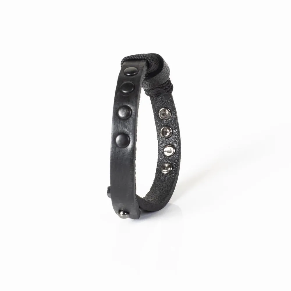 The Roped Slim Black Leather Bracelet