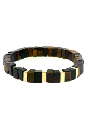 Tigers Eye and Onyx Bead Bracelet