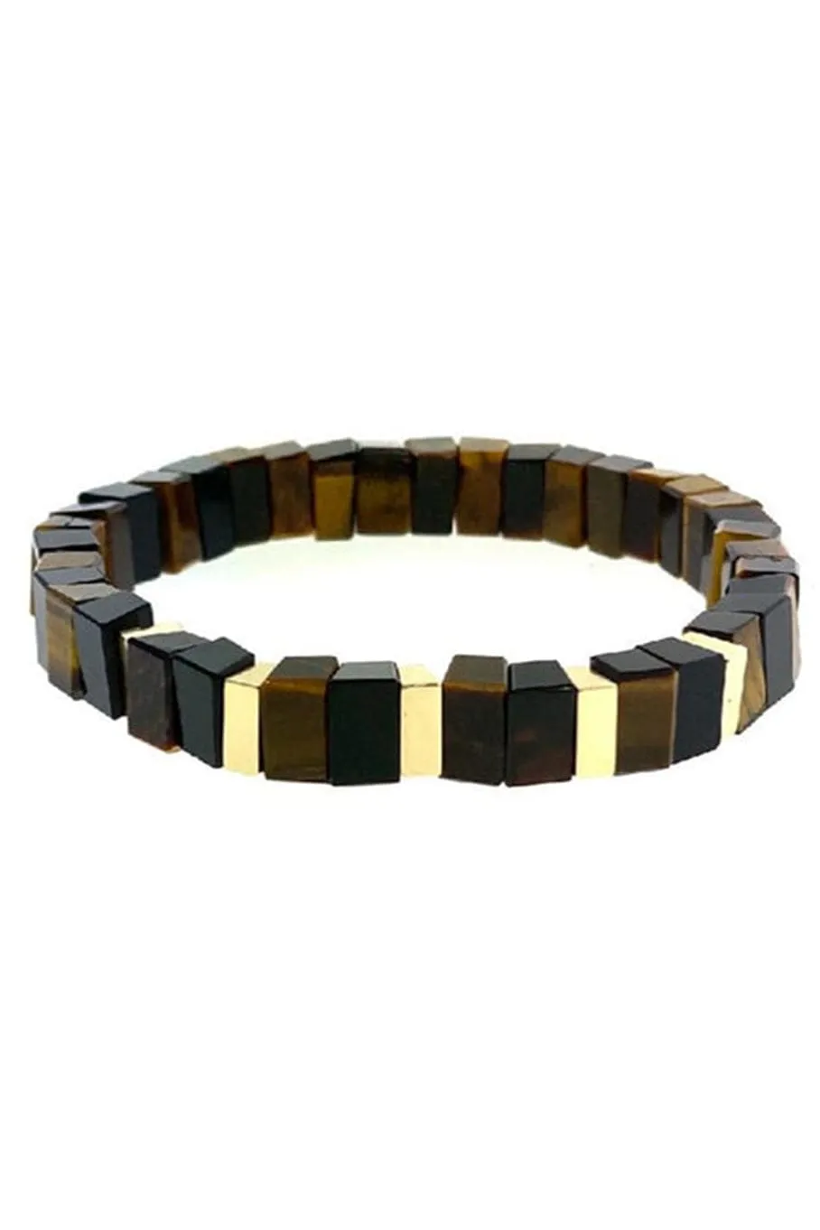 Tigers Eye and Onyx Bead Bracelet
