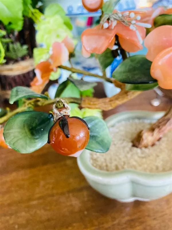 Vintage Peach Blossom Jade Tree