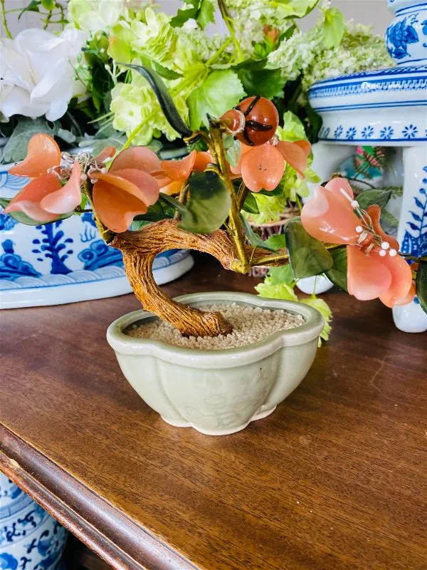 Vintage Peach Blossom Jade Tree