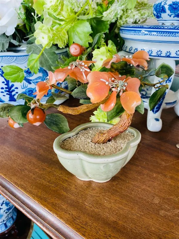 Vintage Peach Blossom Jade Tree
