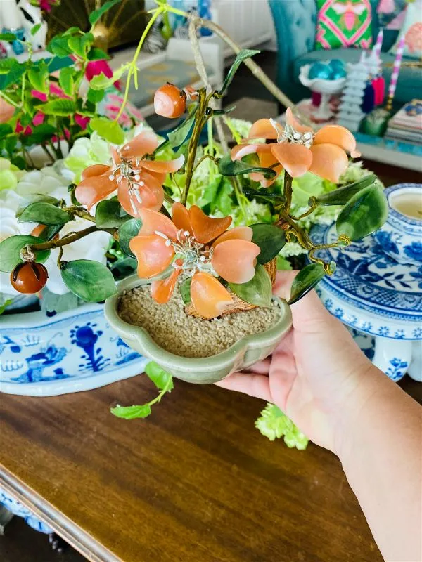 Vintage Peach Blossom Jade Tree
