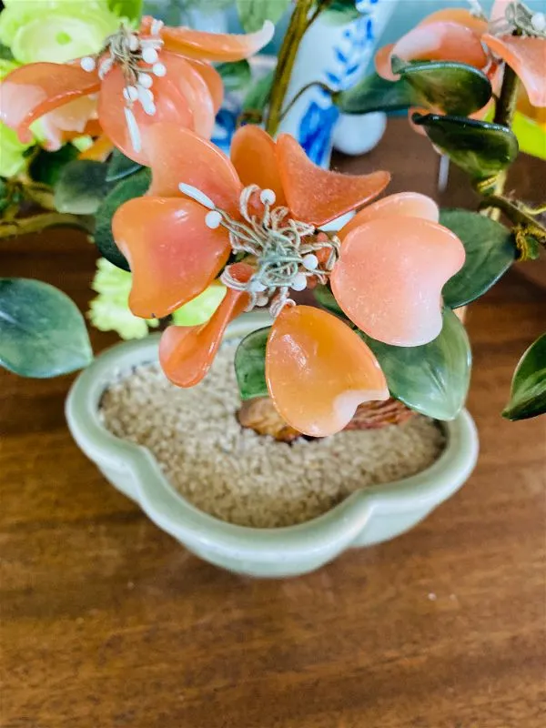Vintage Peach Blossom Jade Tree