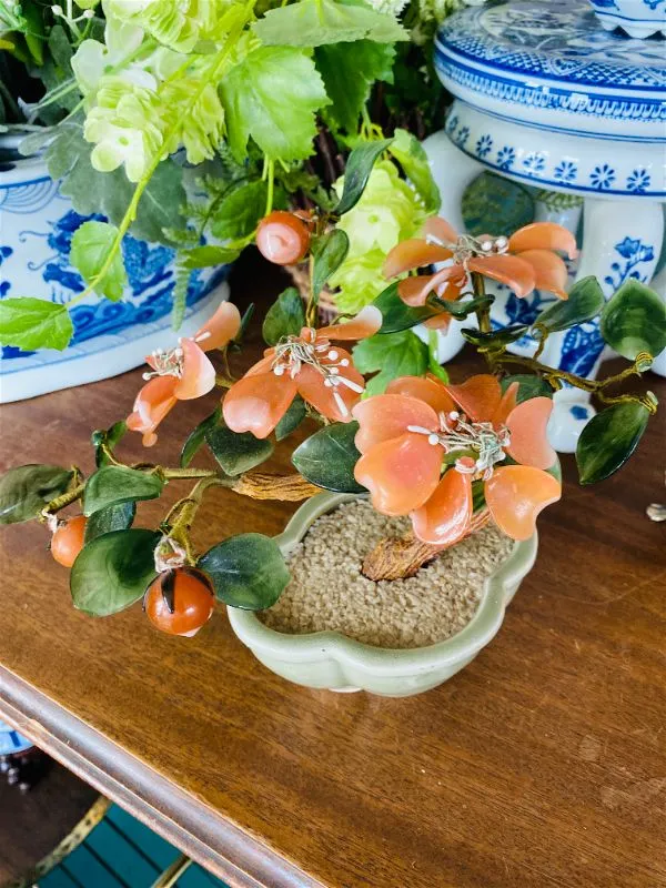 Vintage Peach Blossom Jade Tree