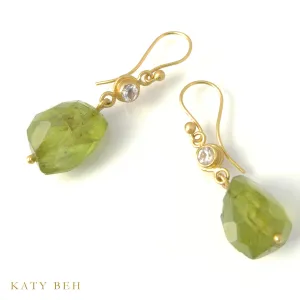White Topaz and Peridot Drop Earrings