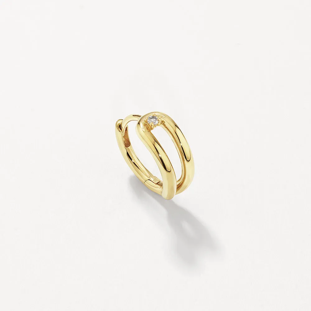 White Topaz Link Loop Hoop Earrings in Gold